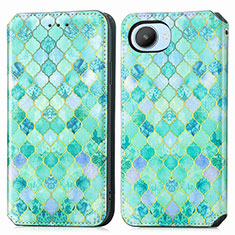 Leather Case Stands Fashionable Pattern Flip Cover Holder S02D for Realme C30s Green