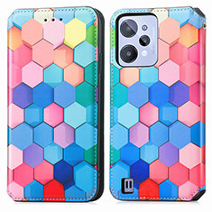 Leather Case Stands Fashionable Pattern Flip Cover Holder S02D for Realme C31 Colorful