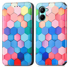 Leather Case Stands Fashionable Pattern Flip Cover Holder S02D for Realme C33 (2023) Colorful