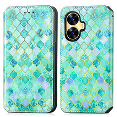 Leather Case Stands Fashionable Pattern Flip Cover Holder S02D for Realme C55 Green