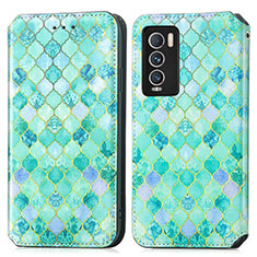 Leather Case Stands Fashionable Pattern Flip Cover Holder S02D for Realme GT Master Explorer 5G Green