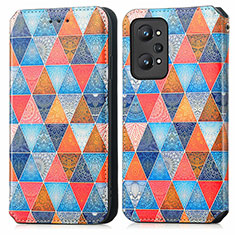 Leather Case Stands Fashionable Pattern Flip Cover Holder S02D for Realme GT Neo 3T 5G Brown