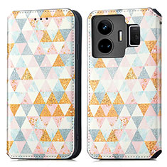 Leather Case Stands Fashionable Pattern Flip Cover Holder S02D for Realme GT Neo6 5G White