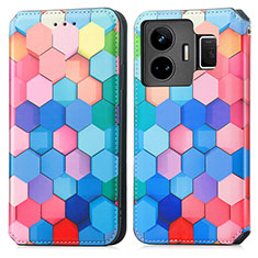 Leather Case Stands Fashionable Pattern Flip Cover Holder S02D for Realme GT3 5G Colorful