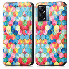 Leather Case Stands Fashionable Pattern Flip Cover Holder S02D for Realme Q5i 5G Mixed