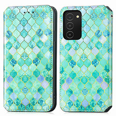 Leather Case Stands Fashionable Pattern Flip Cover Holder S02D for Samsung Galaxy A02s Green