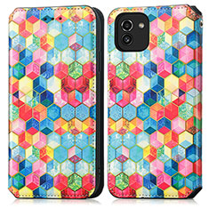 Leather Case Stands Fashionable Pattern Flip Cover Holder S02D for Samsung Galaxy A03 Mixed