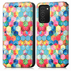 Leather Case Stands Fashionable Pattern Flip Cover Holder S02D for Samsung Galaxy A03s Mixed