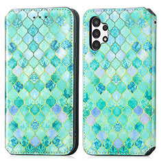 Leather Case Stands Fashionable Pattern Flip Cover Holder S02D for Samsung Galaxy A13 4G Green