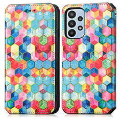 Leather Case Stands Fashionable Pattern Flip Cover Holder S02D for Samsung Galaxy A23 5G Mixed