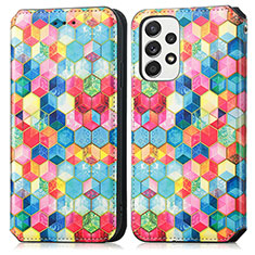 Leather Case Stands Fashionable Pattern Flip Cover Holder S02D for Samsung Galaxy A33 5G Mixed