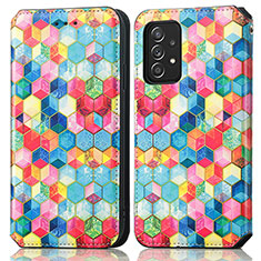 Leather Case Stands Fashionable Pattern Flip Cover Holder S02D for Samsung Galaxy A52 5G Mixed