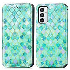 Leather Case Stands Fashionable Pattern Flip Cover Holder S02D for Samsung Galaxy F23 5G Green