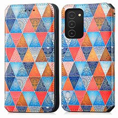 Leather Case Stands Fashionable Pattern Flip Cover Holder S02D for Samsung Galaxy M02s Brown