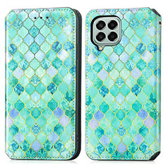 Leather Case Stands Fashionable Pattern Flip Cover Holder S02D for Samsung Galaxy M33 5G Green