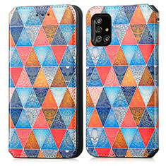 Leather Case Stands Fashionable Pattern Flip Cover Holder S02D for Samsung Galaxy M40S Brown