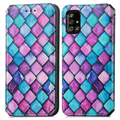 Leather Case Stands Fashionable Pattern Flip Cover Holder S02D for Samsung Galaxy M40S Purple