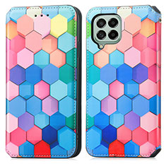 Leather Case Stands Fashionable Pattern Flip Cover Holder S02D for Samsung Galaxy M53 5G Colorful