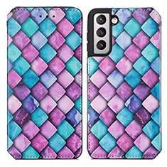 Leather Case Stands Fashionable Pattern Flip Cover Holder S02D for Samsung Galaxy S24 5G Purple