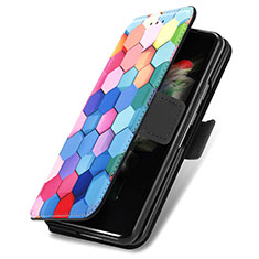 Leather Case Stands Fashionable Pattern Flip Cover Holder S02D for Samsung Galaxy Z Fold3 5G Colorful