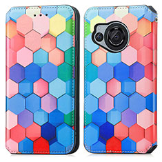 Leather Case Stands Fashionable Pattern Flip Cover Holder S02D for Sharp Aquos R8 Colorful