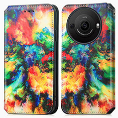 Leather Case Stands Fashionable Pattern Flip Cover Holder S02D for Sharp Aquos R8 Pro Mixed