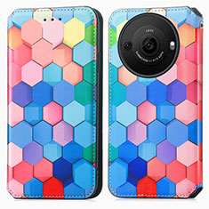 Leather Case Stands Fashionable Pattern Flip Cover Holder S02D for Sharp Aquos R8s Pro Colorful