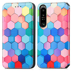 Leather Case Stands Fashionable Pattern Flip Cover Holder S02D for Sony Xperia 1 IV Colorful