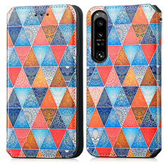 Leather Case Stands Fashionable Pattern Flip Cover Holder S02D for Sony Xperia 1 IV SO-51C Brown