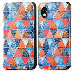 Leather Case Stands Fashionable Pattern Flip Cover Holder S02D for Sony Xperia Ace III SO-53C Brown