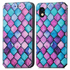 Leather Case Stands Fashionable Pattern Flip Cover Holder S02D for Sony Xperia Ace III SO-53C Purple