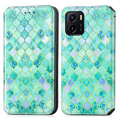 Leather Case Stands Fashionable Pattern Flip Cover Holder S02D for Vivo iQOO U5x Green