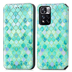 Leather Case Stands Fashionable Pattern Flip Cover Holder S02D for Xiaomi Mi 11i 5G (2022) Green