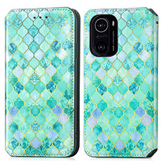 Leather Case Stands Fashionable Pattern Flip Cover Holder S02D for Xiaomi Mi 11i 5G Green