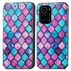 Leather Case Stands Fashionable Pattern Flip Cover Holder S02D for Xiaomi Mi 11i 5G Purple