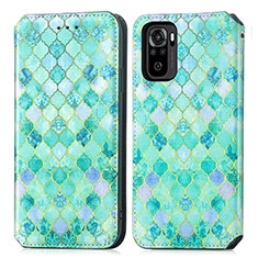 Leather Case Stands Fashionable Pattern Flip Cover Holder S02D for Xiaomi Poco M5S Green