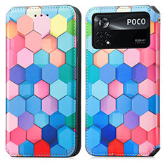 Leather Case Stands Fashionable Pattern Flip Cover Holder S02D for Xiaomi Poco X4 Pro 5G Colorful