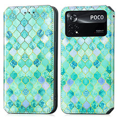 Leather Case Stands Fashionable Pattern Flip Cover Holder S02D for Xiaomi Redmi Note 11E Pro 5G Green