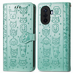 Leather Case Stands Fashionable Pattern Flip Cover Holder S03D for Huawei Enjoy 50 Green