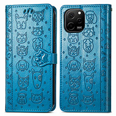 Leather Case Stands Fashionable Pattern Flip Cover Holder S03D for Huawei Enjoy 50z Blue