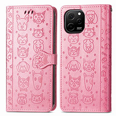 Leather Case Stands Fashionable Pattern Flip Cover Holder S03D for Huawei Enjoy 50z Pink