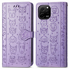 Leather Case Stands Fashionable Pattern Flip Cover Holder S03D for Huawei Enjoy 50z Purple