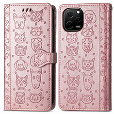 Leather Case Stands Fashionable Pattern Flip Cover Holder S03D for Huawei Enjoy 50z Rose Gold