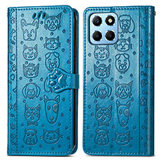 Leather Case Stands Fashionable Pattern Flip Cover Holder S03D for Huawei Honor 70 Lite 5G Blue