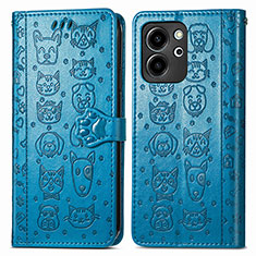 Leather Case Stands Fashionable Pattern Flip Cover Holder S03D for Huawei Honor 80 SE 5G Blue