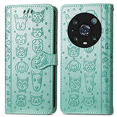 Leather Case Stands Fashionable Pattern Flip Cover Holder S03D for Huawei Honor Magic4 Pro 5G Green