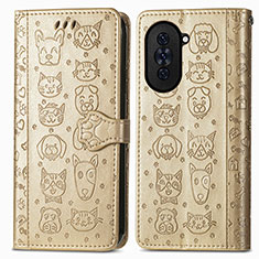 Leather Case Stands Fashionable Pattern Flip Cover Holder S03D for Huawei Nova 10 Pro Gold