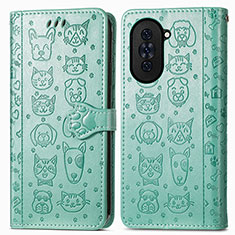 Leather Case Stands Fashionable Pattern Flip Cover Holder S03D for Huawei Nova 10 Pro Green