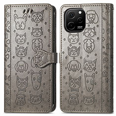 Leather Case Stands Fashionable Pattern Flip Cover Holder S03D for Huawei Nova Y61 Gray