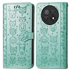 Leather Case Stands Fashionable Pattern Flip Cover Holder S03D for Huawei Nova Y91 Green